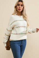 Round Neck Long Sleeve Sweater Trendsi