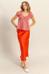 HYFVE Gingham Scoop Neck Cap Sleeve Blouse OutfitFlow