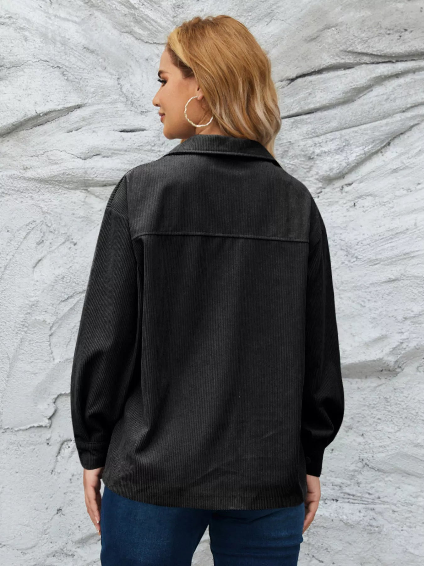 Casual Corduroy Button-Down Jacket OutfitFlow