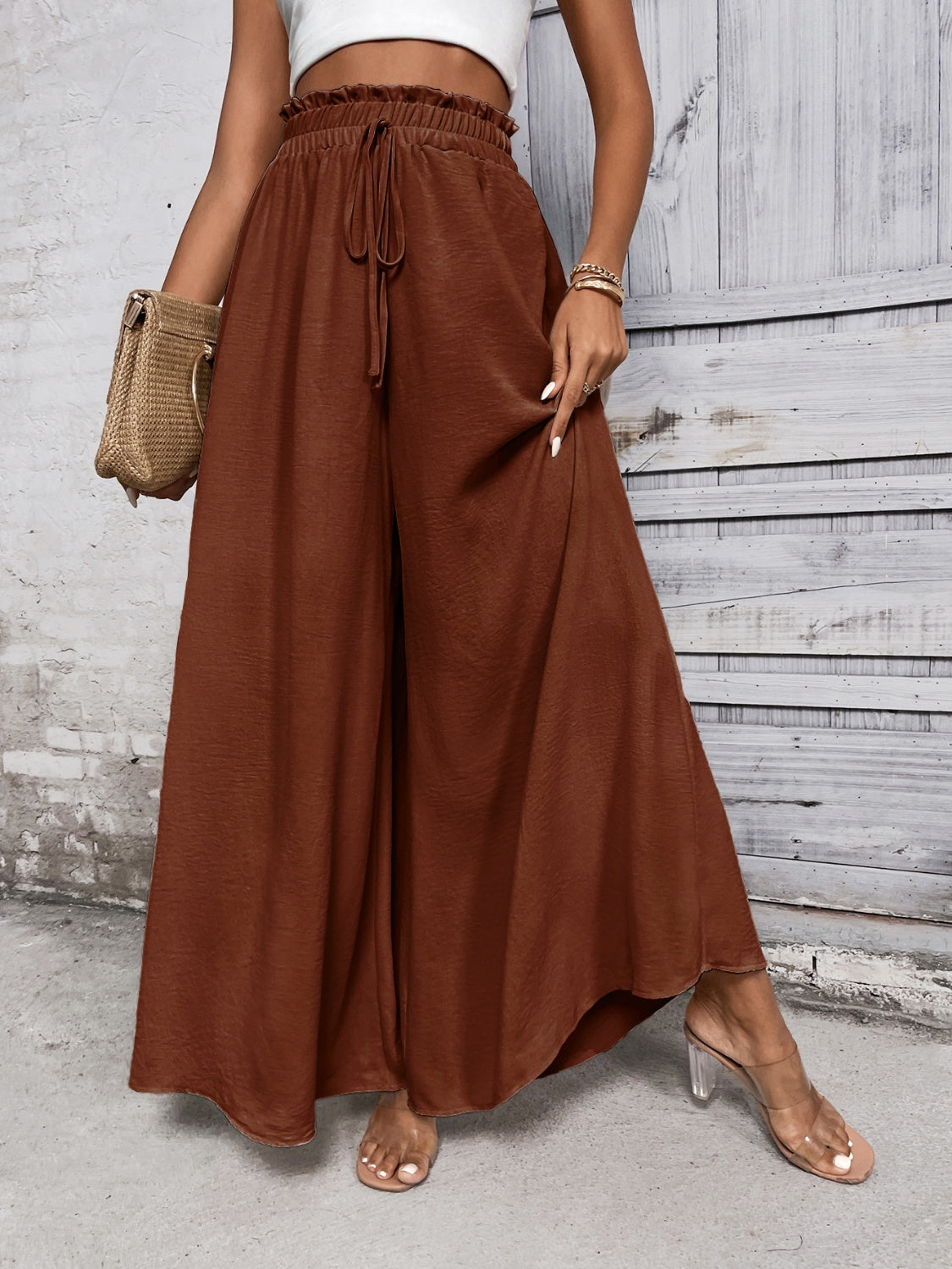 Outfit Flow - Honey Tied High Waist Wide Leg Pants