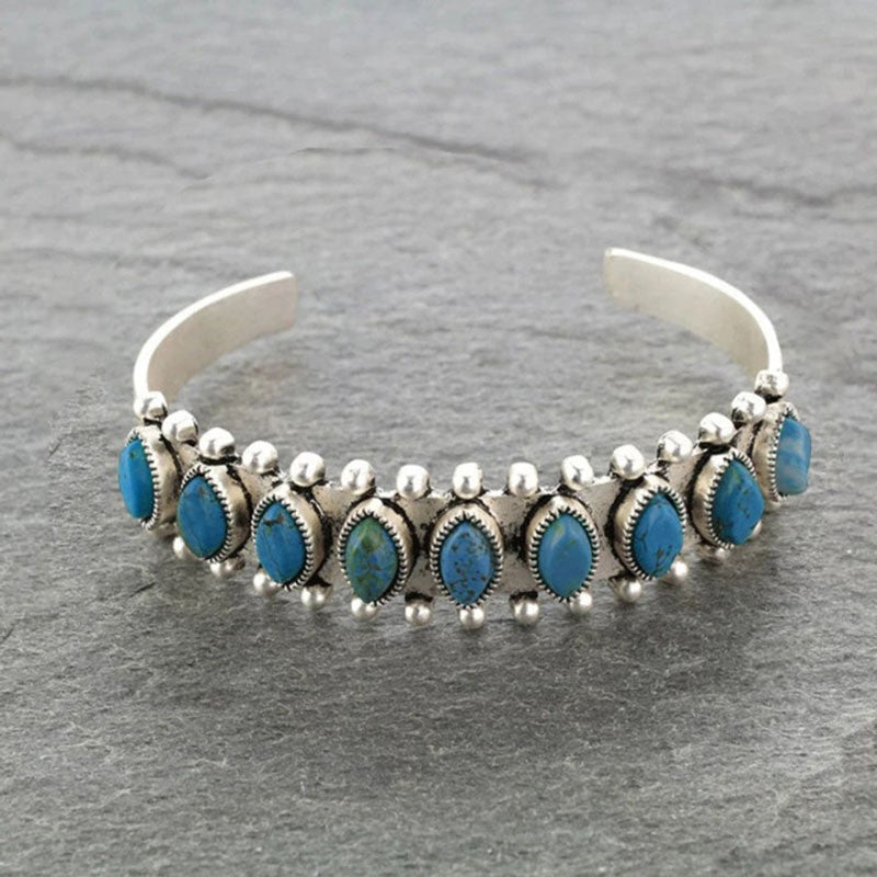 Outfit Flow - Artificial Turquoise Alloy Open Bracelet