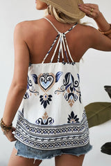 Bohemian Fashion Print Spaghetti Straps Loose Tank OutfitFlow