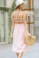 And The Why Smocking Open-Back Sleeveless Midi Dress OutfitFlow
