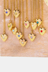 Zircon Heart Shape 14K Gold-Plated Pendant Necklace OutfitFlow