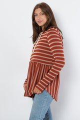 Outfit Flow - Be Stage Full Size Drawstring Striped Babydoll Hoodie