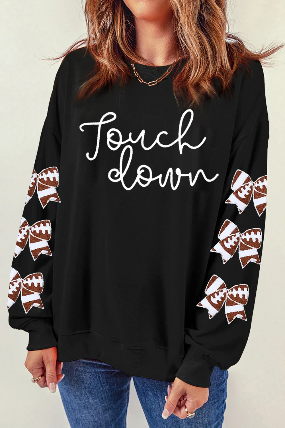 Outfit Flow - Letter Graphic Bow Long Sleeve Sweatshirt