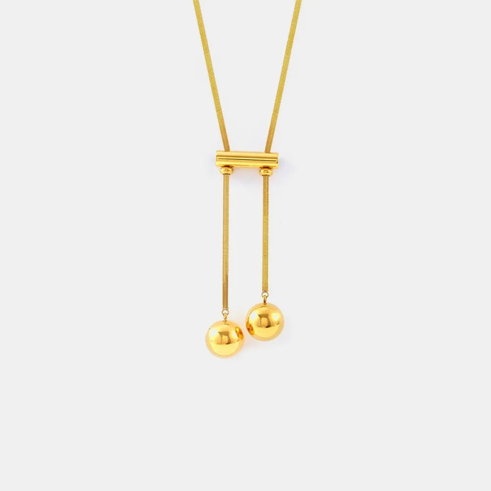 18K Gold-Plated Titanium Steel Hollow Bead Necklace OutfitFlow