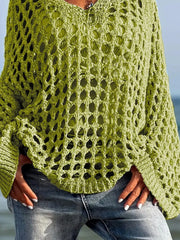 Crochet Long Sleeve Knit Cover Up OutfitFlow