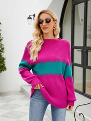 Contrast Round Neck Sweater OutfitFlow