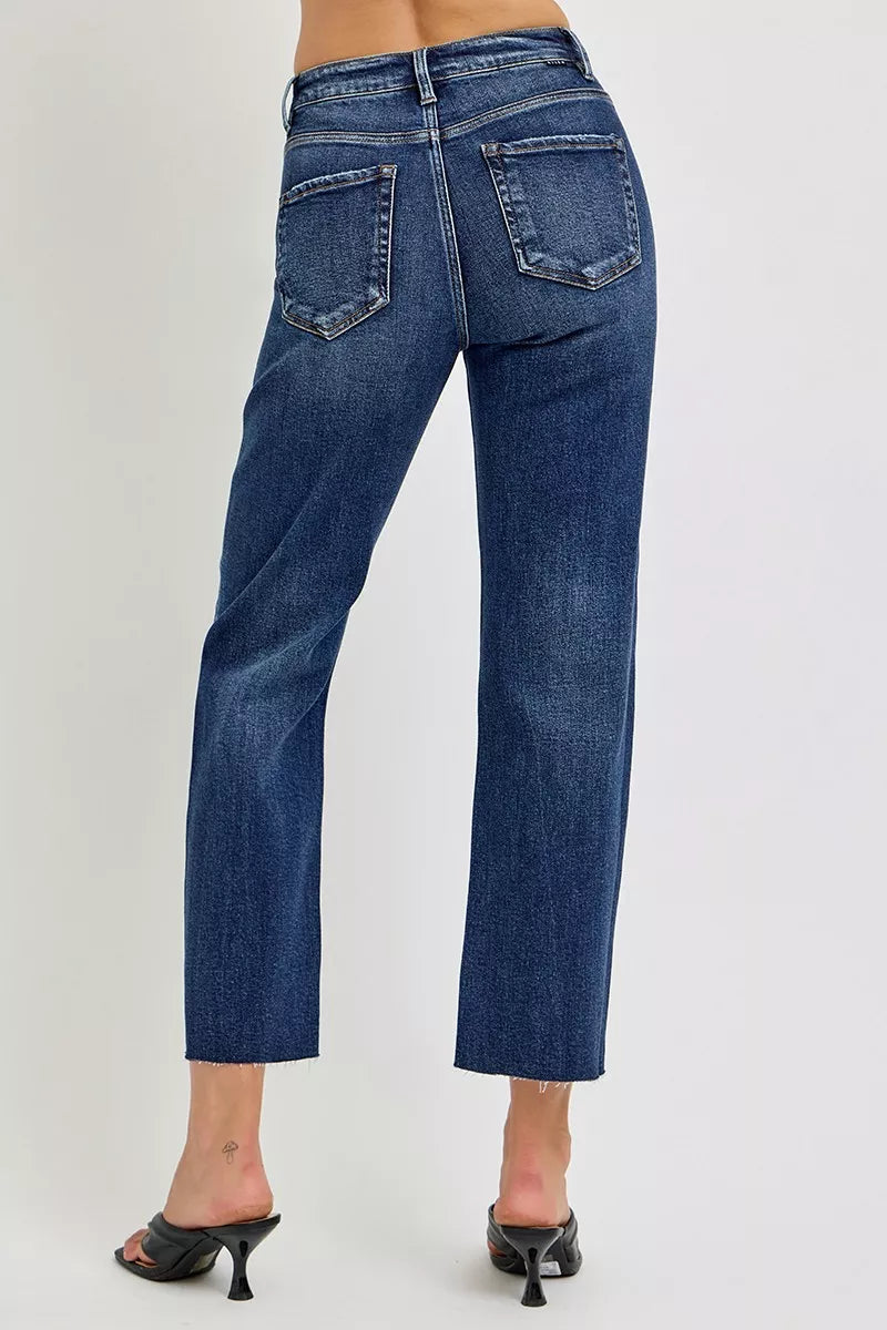 RISEN High Rise Slim Barrel Jeans OutfitFlow