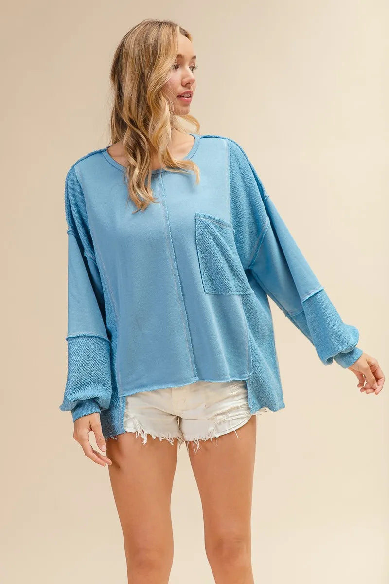 BiBi Oversized Pocket Front Sweatshirt OutfitFlow