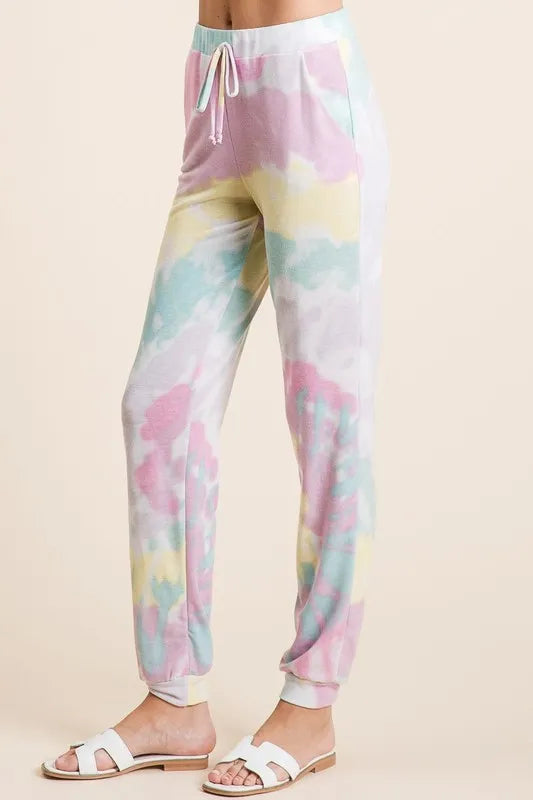 BiBi Tie Dye French Terry Casual Pants OutfitFlow