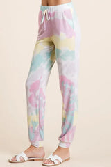 BiBi Tie Dye French Terry Casual Pants OutfitFlow
