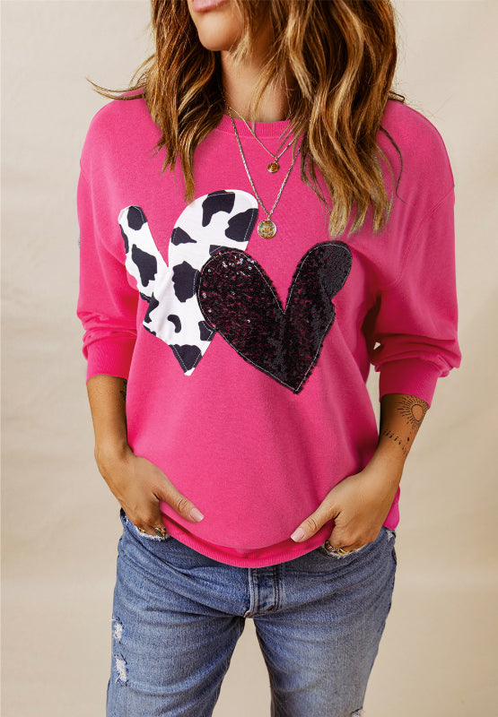 Outfit Flow - Heart Patch Long Sleeve Sweatshirt