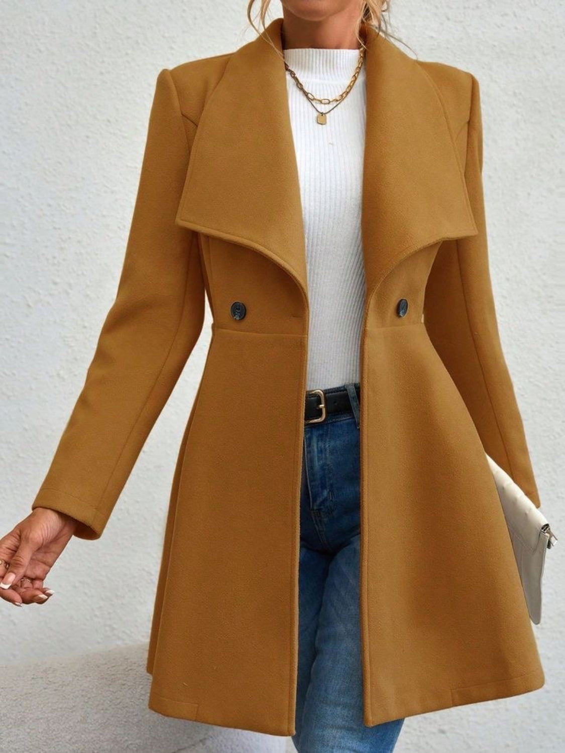 Outfit Flow - Collared Neck Button Up Long Sleeve Coat