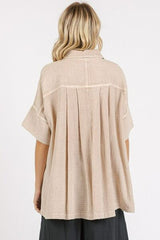 Mittoshop Mineral Wash Gauze Oversized Short Sleeve Shirt OutfitFlow
