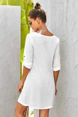 Buttoned V-Neck Dress OutfitFlow