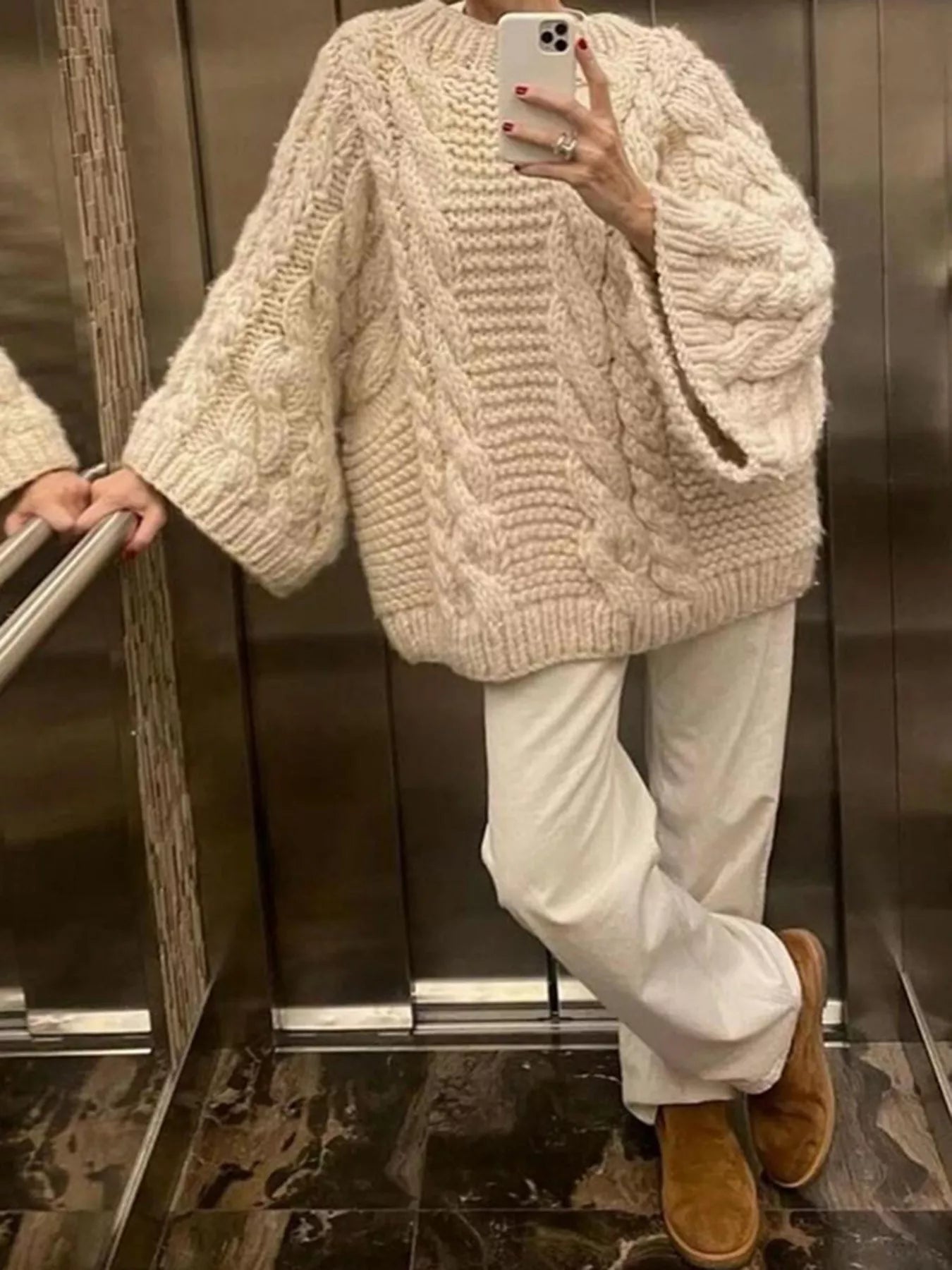 Cable Knit Oversized Sweater OutfitFlow