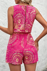 Boho Floral Print Sleeveless Summer Romper OutfitFlow