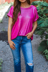 Round Neck Short Sleeve Casual Blouse OutfitFlow