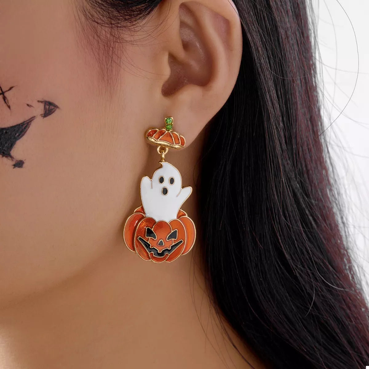 Halloween Ghost Pumpkin Dangle Earrings OutfitFlow