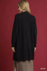 Umgee Button-Down Longline Sweater Cardigan with Front Pockets OutfitFlow