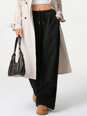 Wide Leg Corduroy Drawstring Pants OutfitFlow