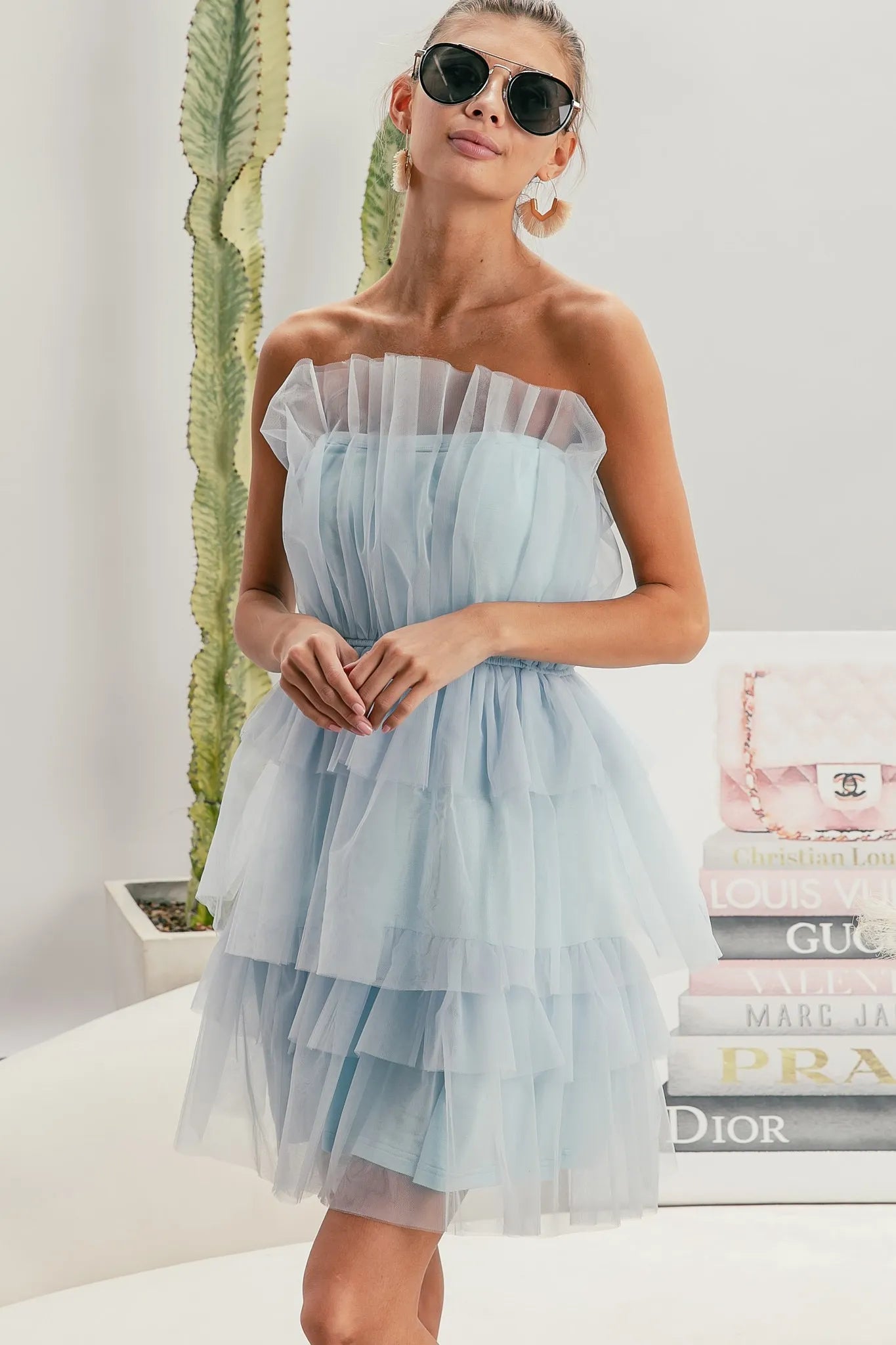 BiBi Sleeveless Layered Organza Dress OutfitFlow
