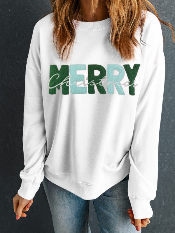 Outfit Flow - MERRY CHRISTMAS Contrast Long Sleeve Sweatshirt