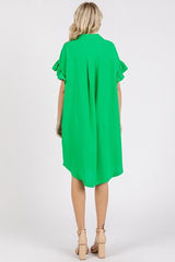 Mittoshop Button Down Flounce Sleeve Dress with Pockets OutfitFlow