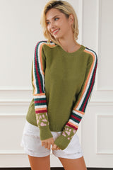 Striped Round Neck Long Sleeve Sweater