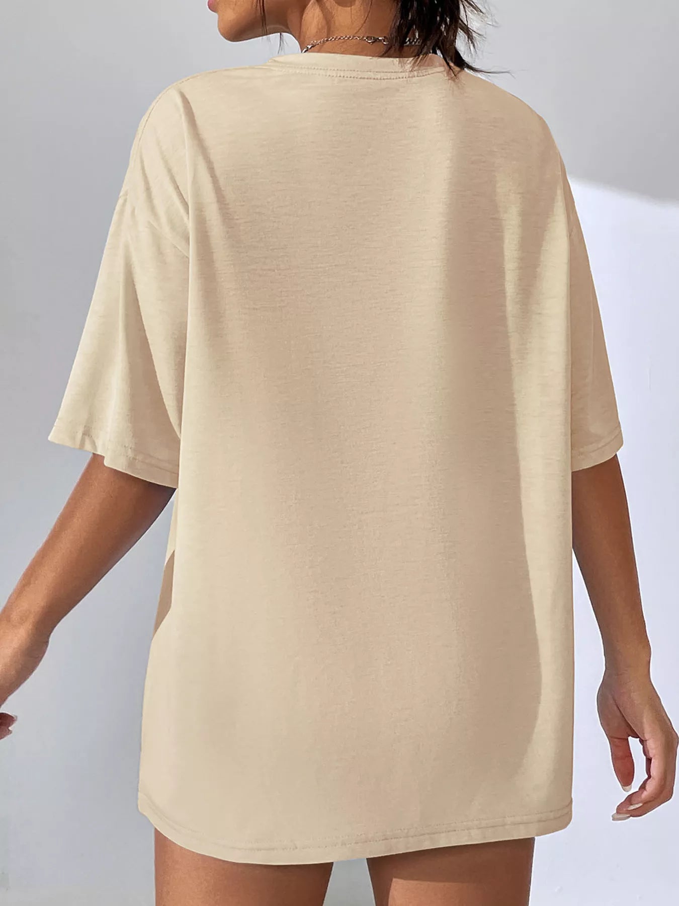 Oversized Solid Color Casual T-Shirt OutfitFlow