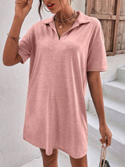 Johnny Collar Short Sleeve Polo Dress OutfitFlow