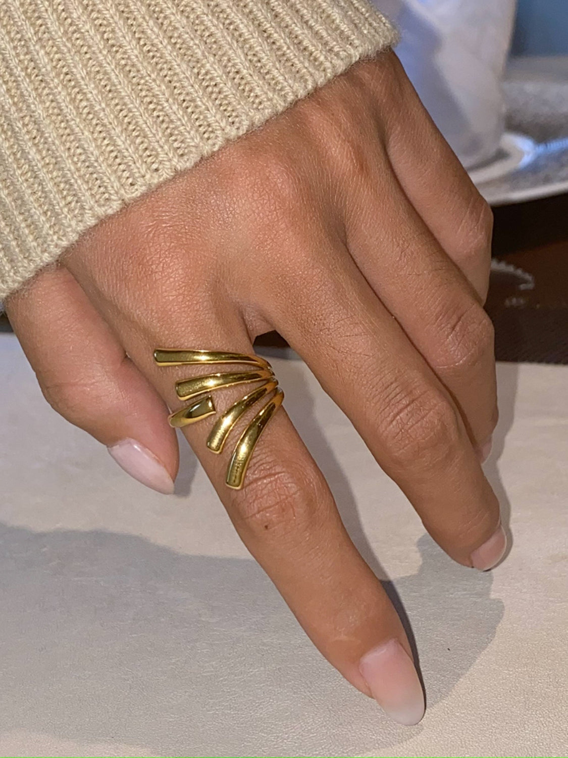 Outfit Flow - 18K Gold-Plated Stainless Steel Irregular Open Ring