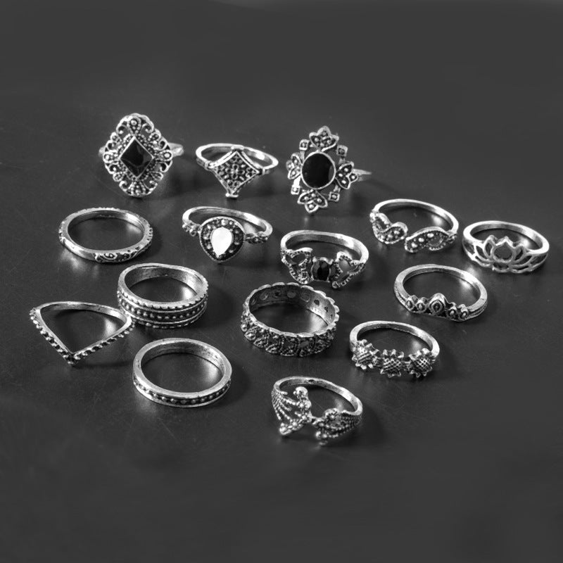 Outfit Flow - 15 Piece Alloy Vintage Ring Set