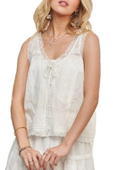 ADORA Lace Detail Contrast Top IVORY OutfitFlow