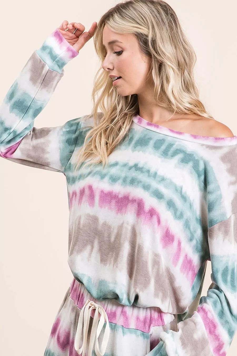 BiBi Tie Dye Print Terry Sweatshirt Trendsi