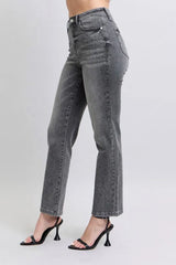 Judy Blue Full Size High Waist Rhinestone Straight Jeans Plus Size OutfitFlow