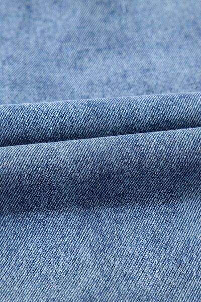 Short Sleeve Collared Patched Pocket Denim Mini Dress OutfitFlow