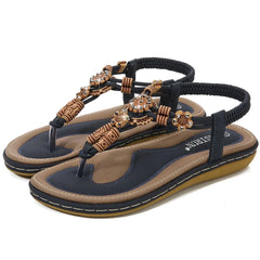 Toe Post Flats Sandals Navy OutfitFlow