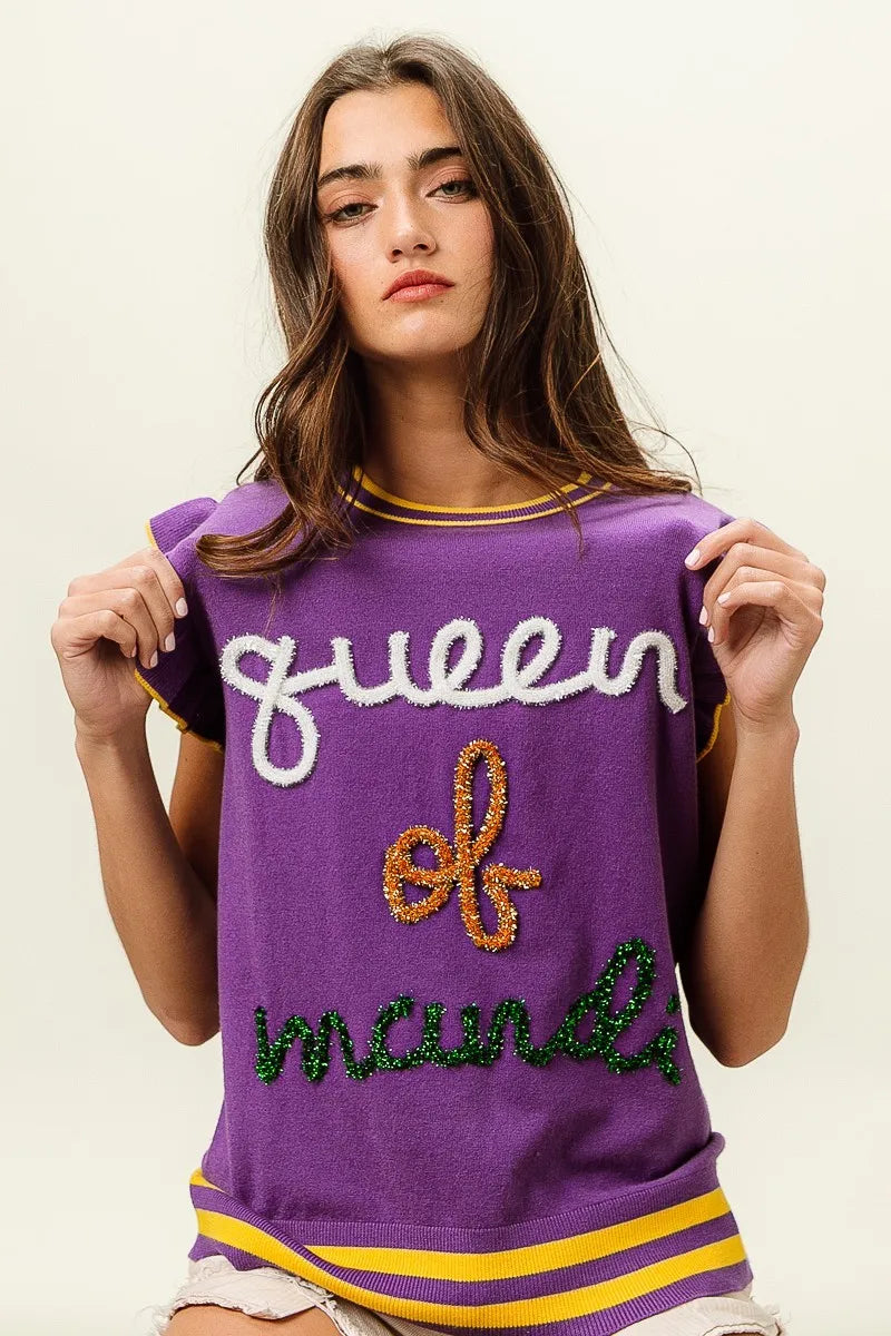 BiBi Queen Of Mardi Ruffled Armhole Sleeveless Knit Top Trendsi