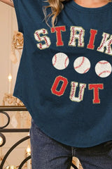 BiBi Strikeout Letter Patches Washed Short Sleeve Top OutfitFlow