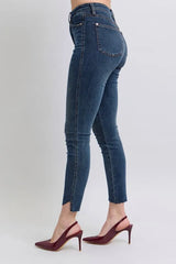 Judy Blue Full Size High Waist Tummy Control Step Hem Skinny Jeans Plus Size OutfitFlow