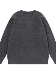 Men's Letter Ribbed Hem Round Neck Sweater OutfitFlow