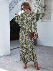 Floral Flounce Sleeve Maxi Dress OutfitFlow