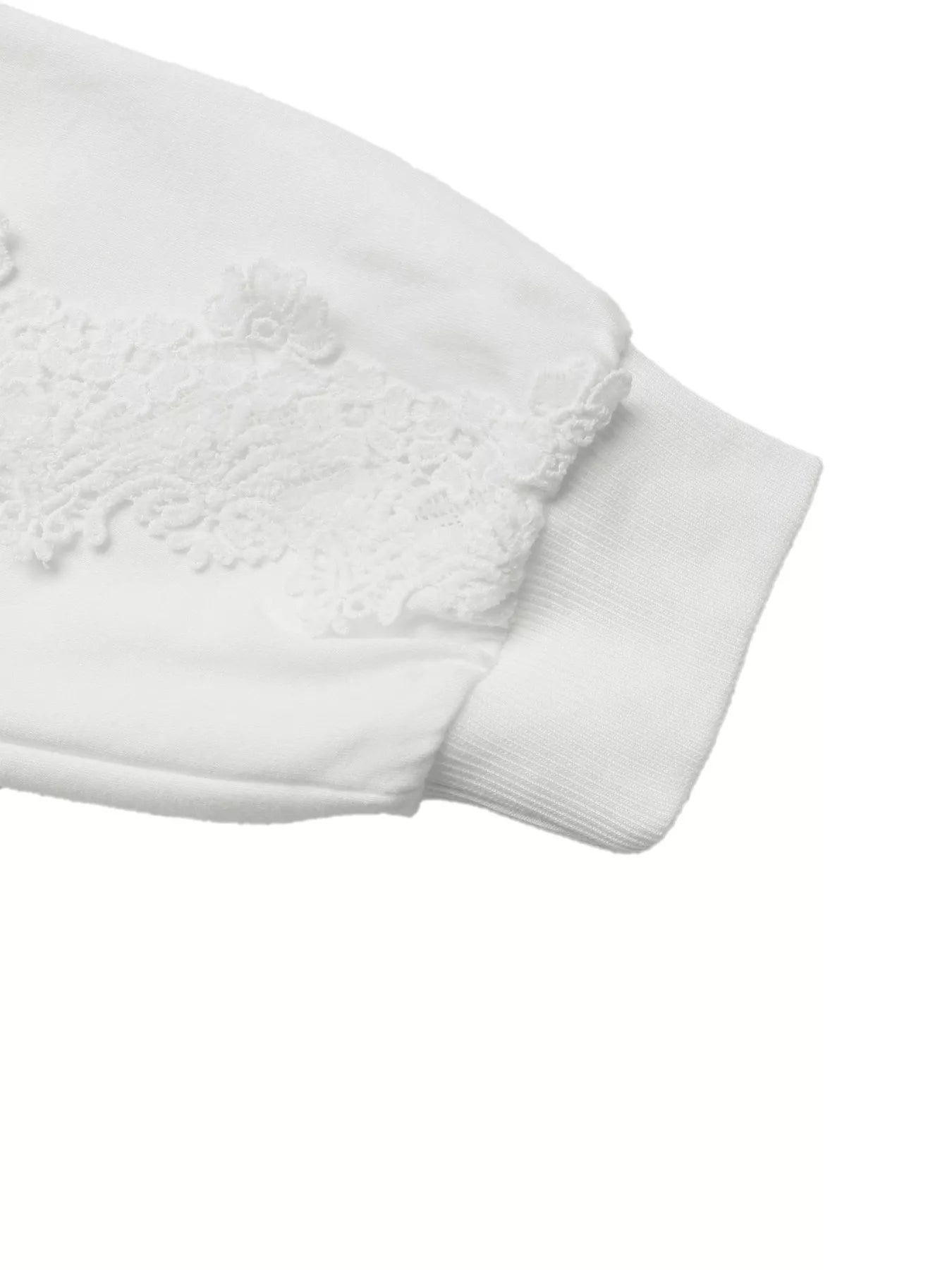 Lace Detail Long Sleeve Drawstring Hoodie OutfitFlow
