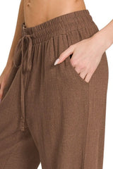 Zenana Linen Drawstring Pants OutfitFlow