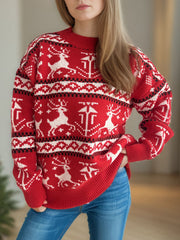 Outfit Flow - Christmas Element Round Neck Long Sleeve Sweater