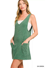 Zenana Washed Slub Adjustable Strap Overall Dress OutfitFlow