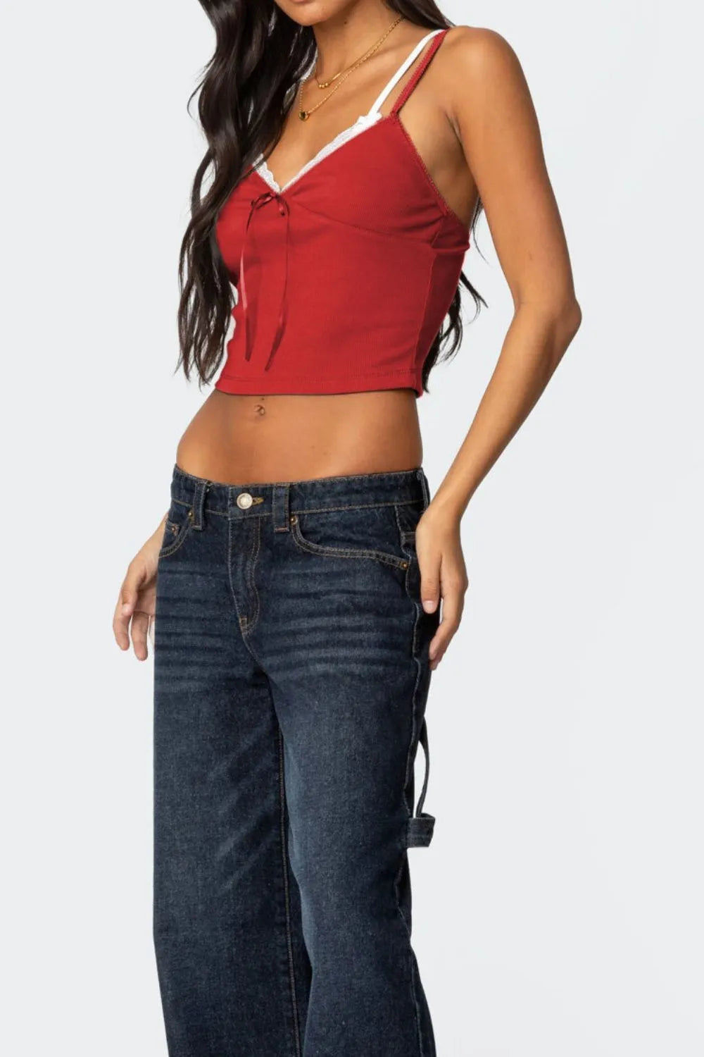Lace Detail V-Neck Cami OutfitFlow